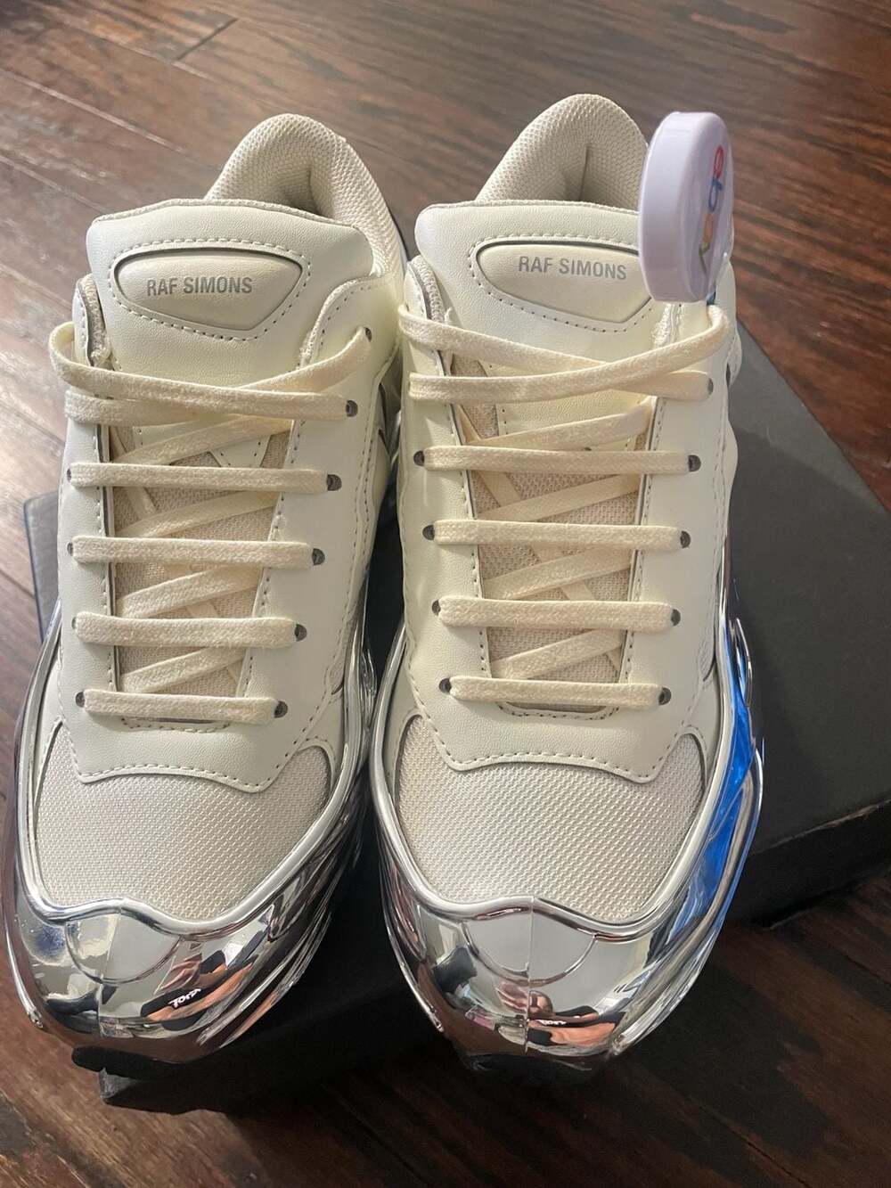 Adidas x Raf Simons RS Ozweego Mirrored Cream White Silver Sneakers EE7945